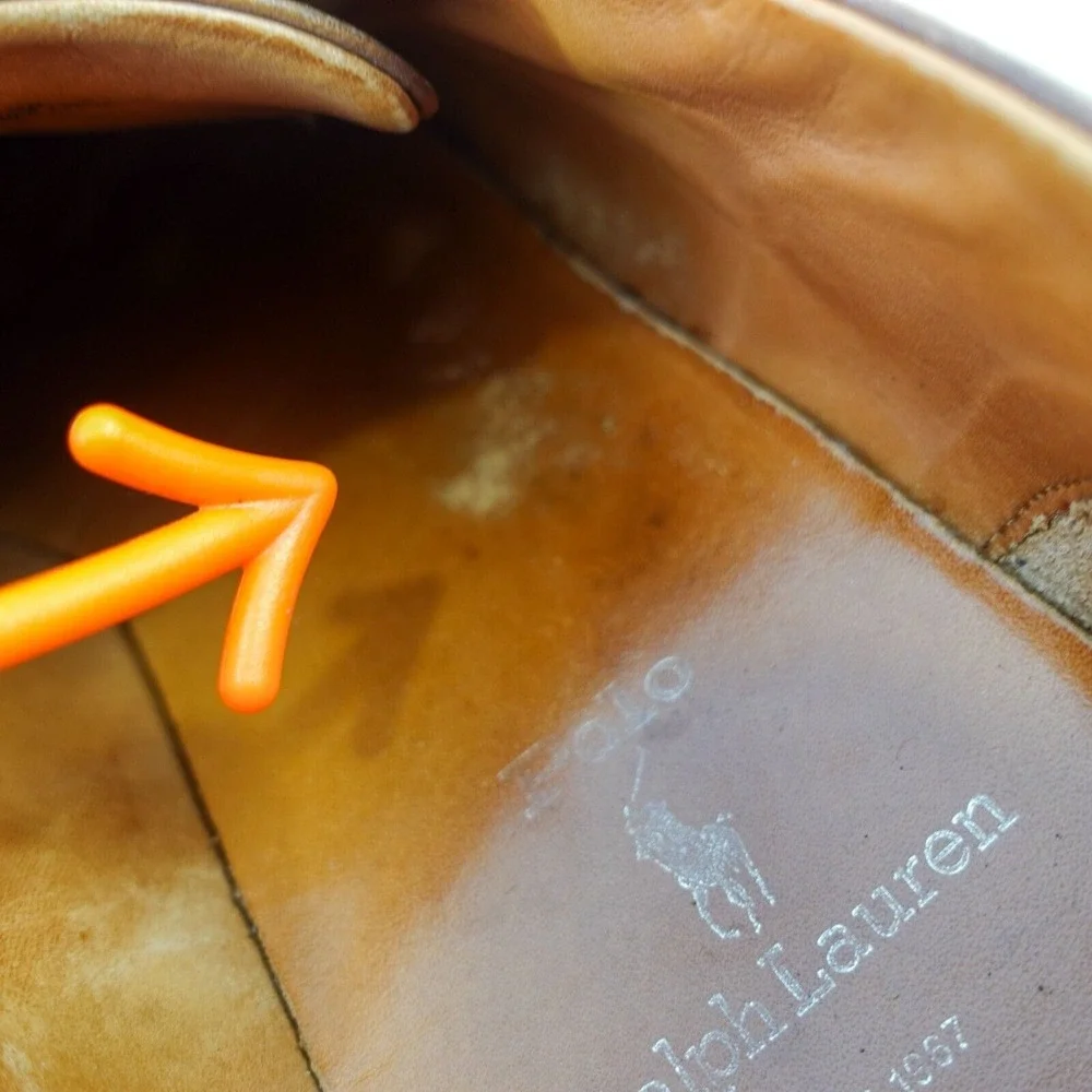 Vintage POLO Ralph Lauren Cap Toe Shoes Mens 10 D Tan Full Grain Calfskin VIBRAM